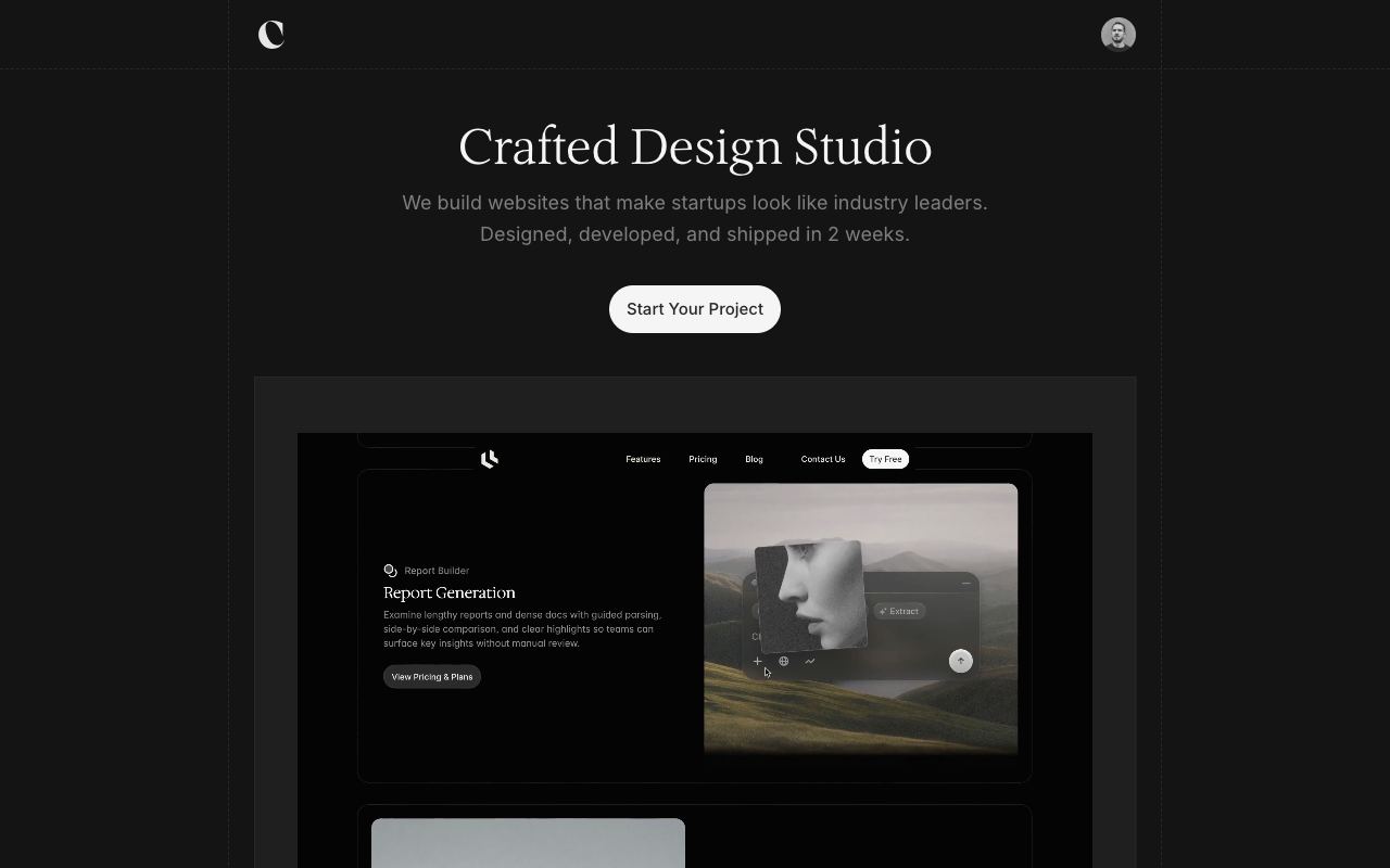 Preview of the Crafted website