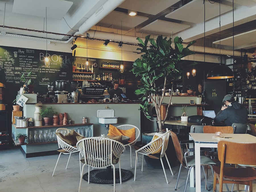 Cafe counter with coffee